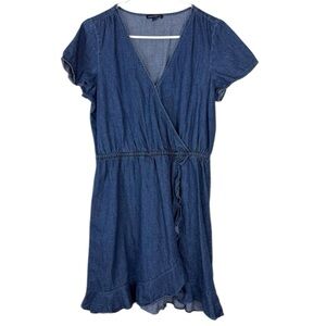 J. Crew Mercantile Blue Denim Faux Wrap Mini Dress Women’s Size M